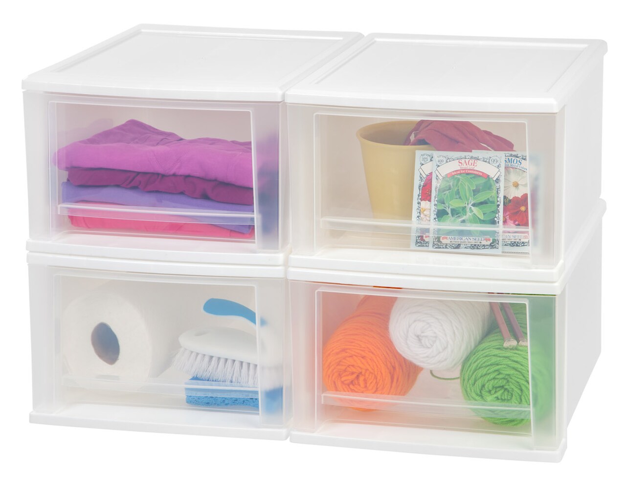 IRIS USA 4Pack Medium 17qt Stackable Plastic Drawers for Clothes